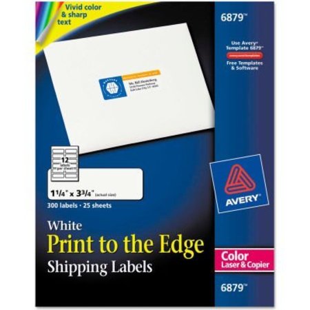 AVERY Avery® Shipping Labels for Color Laser & Copier, 1-1/4 x 3-3/4, Matte White, 300/Pack 6879